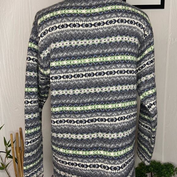 Vintage Item & Co 100% Wool Cardigan Green and Grey (M) - Picture 3 of 5